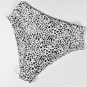 Zaful Black and White Dalmatian Print Swim Bottoms, XL